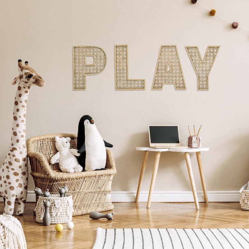 Ethanberg Wooden Rattan Letter B, 8 Inch Rattan Wood Baby Letters Wall Decor, Boho Nursery Decor Wood Letter for Wedding Baby Shower Bedroom, Large Rustic Alphabet Letters Home Decoration - Image 5